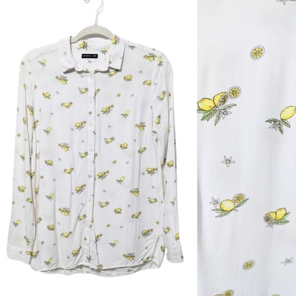 COTTON ON Lemon Print Button Up Blouse XS - Picture 7 of 7